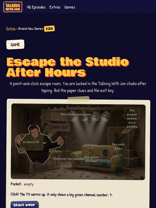 Escape the Studio puzzle room on a tablet