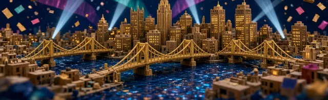 Folded-paper bridges and a cardboard skyline